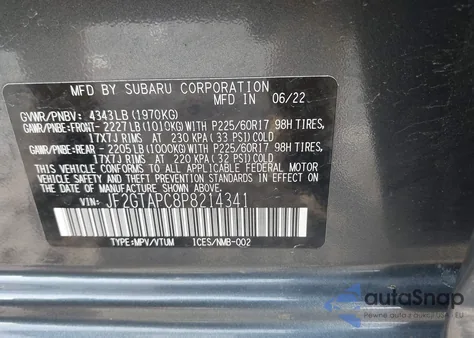 2023 Subaru Crosstrek Premium z USA, uszkodzony, nr VIN JF2GTAPC8P8214341